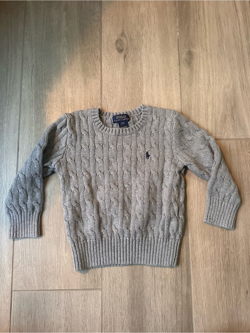 Polo by Ralph Lauren Light Gray Cable-Knit Crewneck Sweater